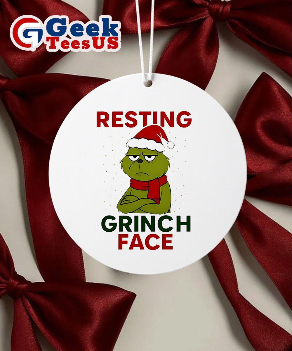 Resting Grinch Face Christmas Ornament