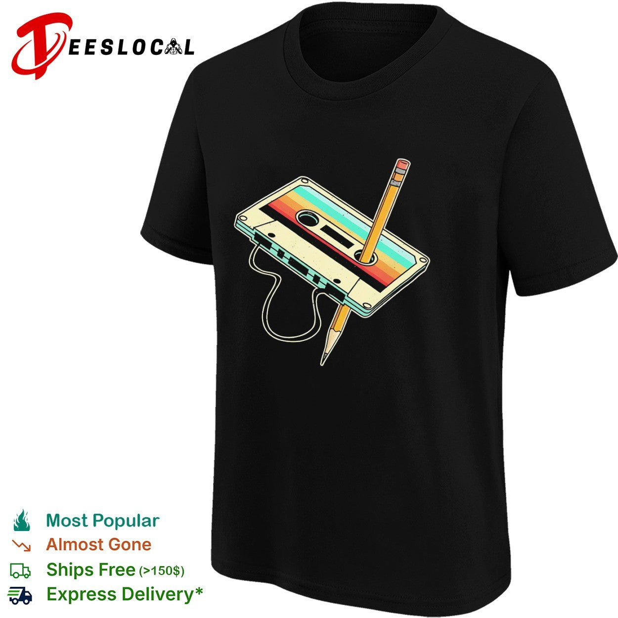 Retro Cassette Tape with Pencil 90s nostalgia shirt