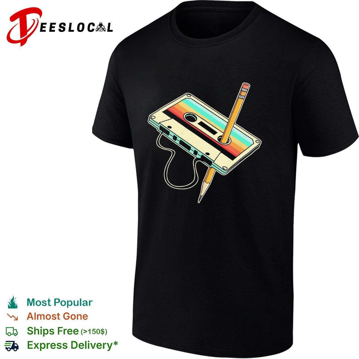 Retro Cassette Tape with Pencil 90s nostalgia shirt