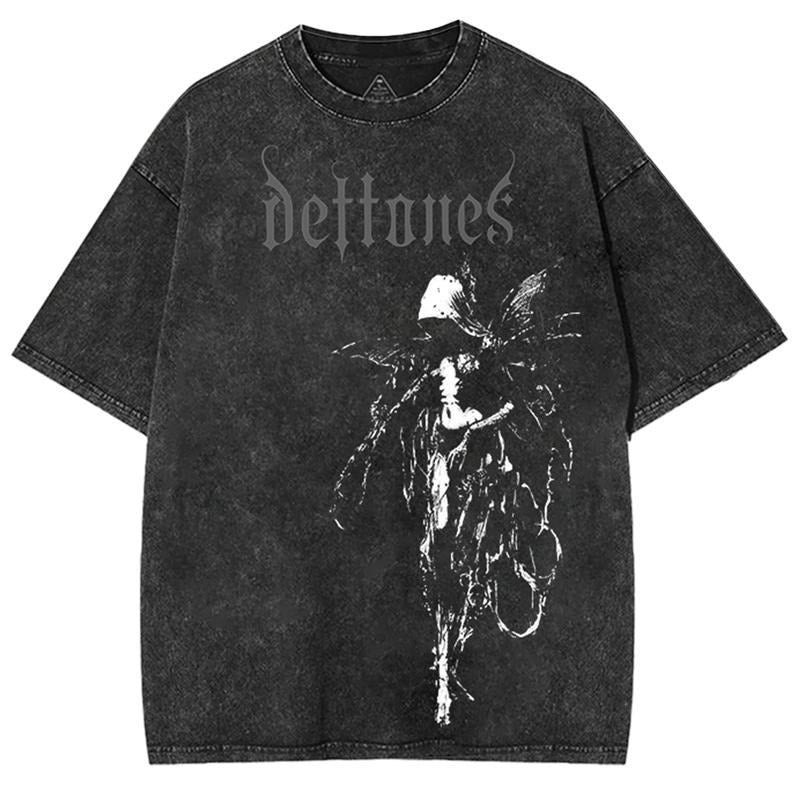 Retro Limited Vintage Deftones T-Shirt, Rock Band Heavy Metal Unisex Cotton Graphic Washed Tee, Gothic Punk Grunge Emo Y2K Clothes, Rock Music Merch
