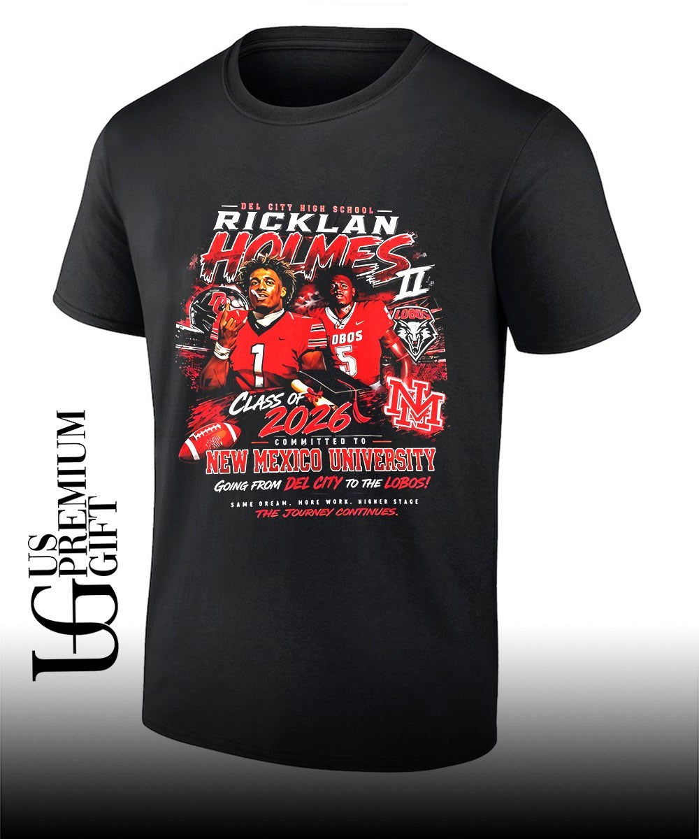 Ricklan Holmes II Del City High School Committed to New Mexico University 2026 shirt