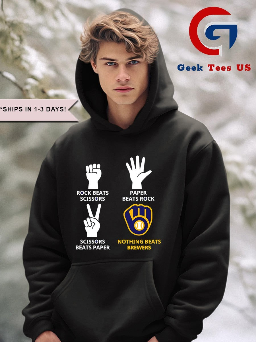 Rock Beats Scissors Paper Beats Rock Nothing Beats Milwaukee Brewers 2025 shirt