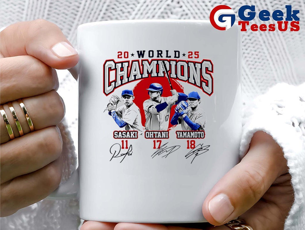 Rōki Sasaki Shohei Ohtani and Yoshinobu Yamamoto Dodgers World Champions 2025 signature shirt