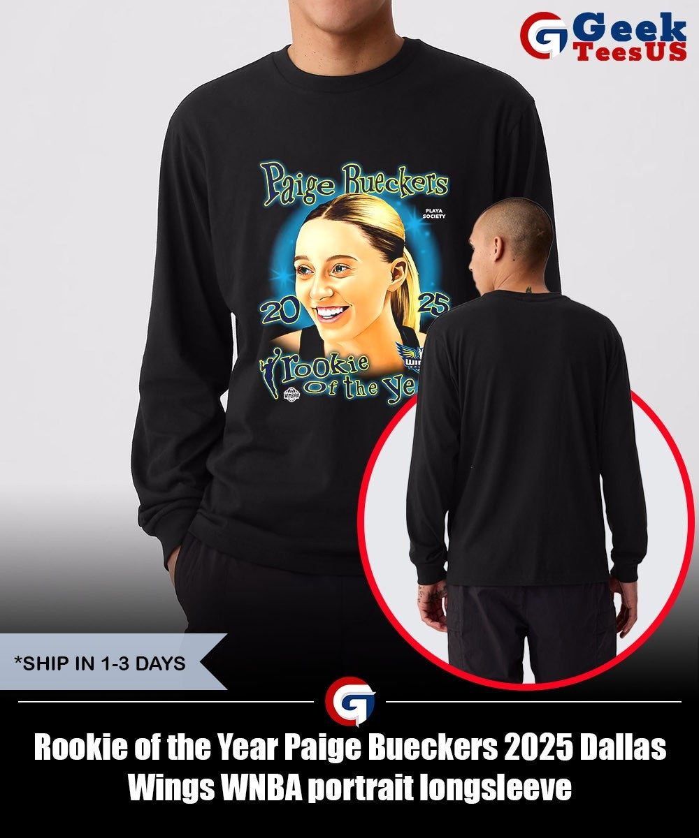 Rookie of the Year Paige Bueckers 2025 Dallas Wings WNBA portrait shirt