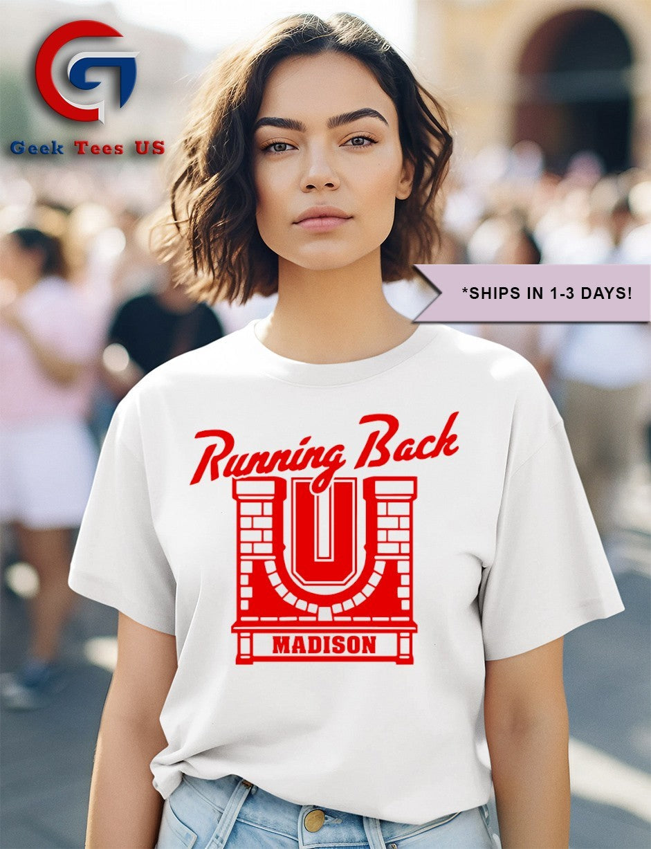 Running back U Madison Wisconsin Badgers football shirt