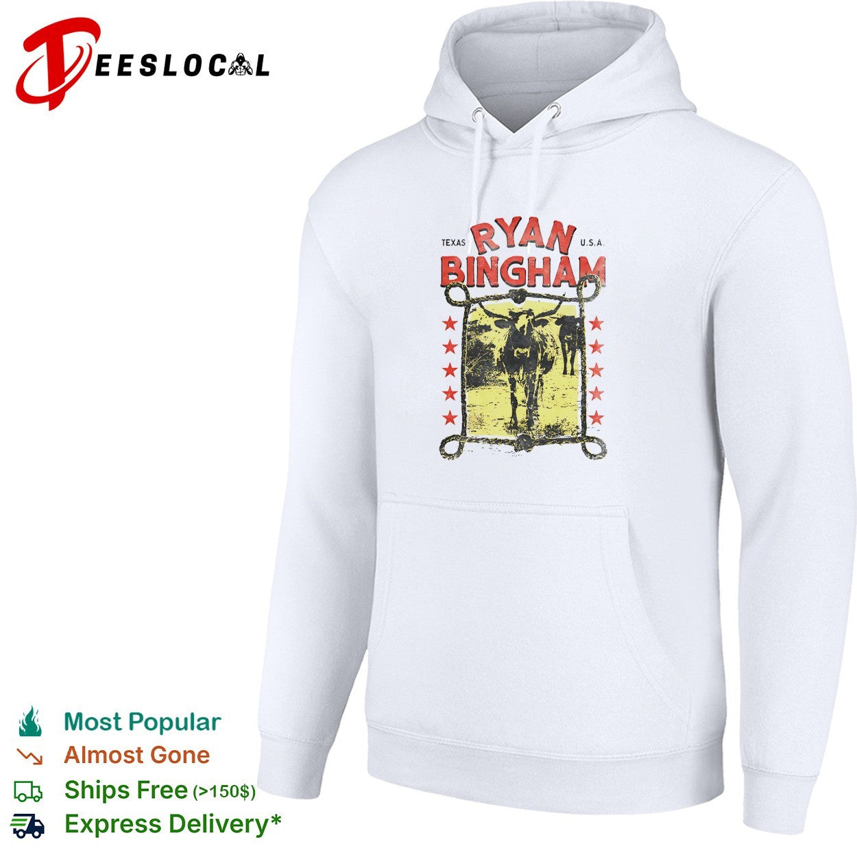 Ryan Bingham Texas longhorn cattle shirt