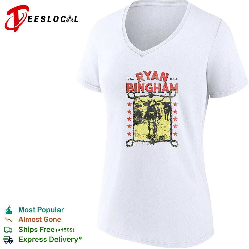 Ryan Bingham Texas longhorn cattle shirt