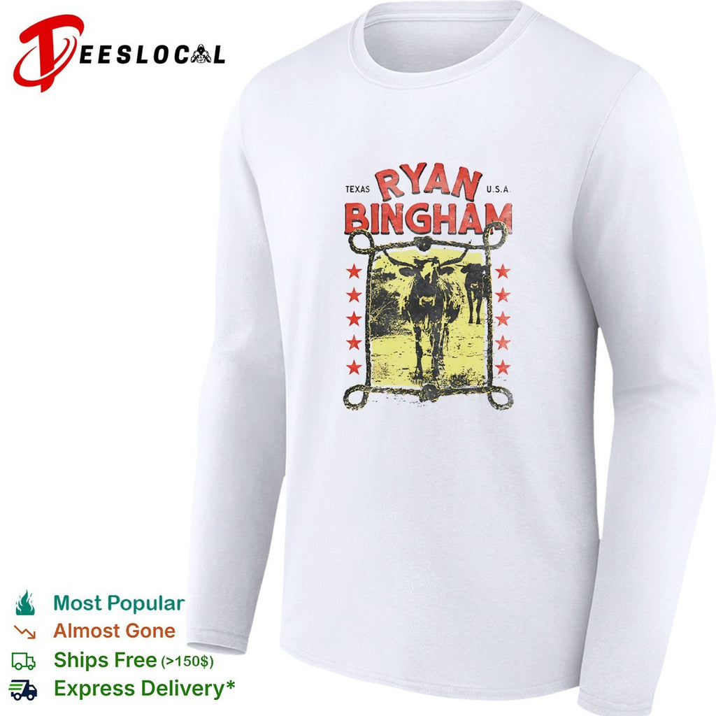 Ryan Bingham Texas longhorn cattle shirt