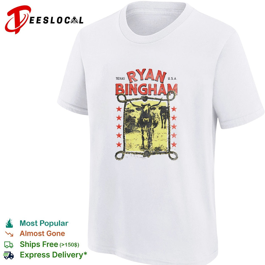 Ryan Bingham Texas longhorn cattle shirt