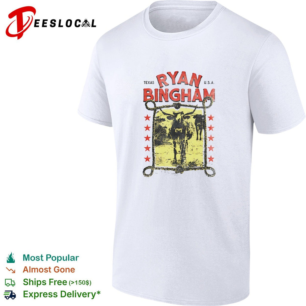 Ryan Bingham Texas longhorn cattle shirt