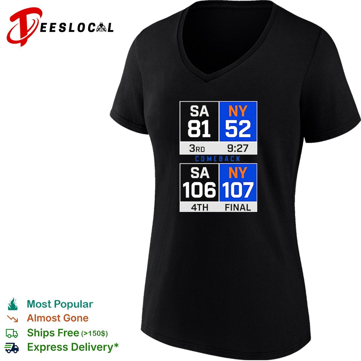 SA vs NY Comeback Final Scoreboard basketball shirt