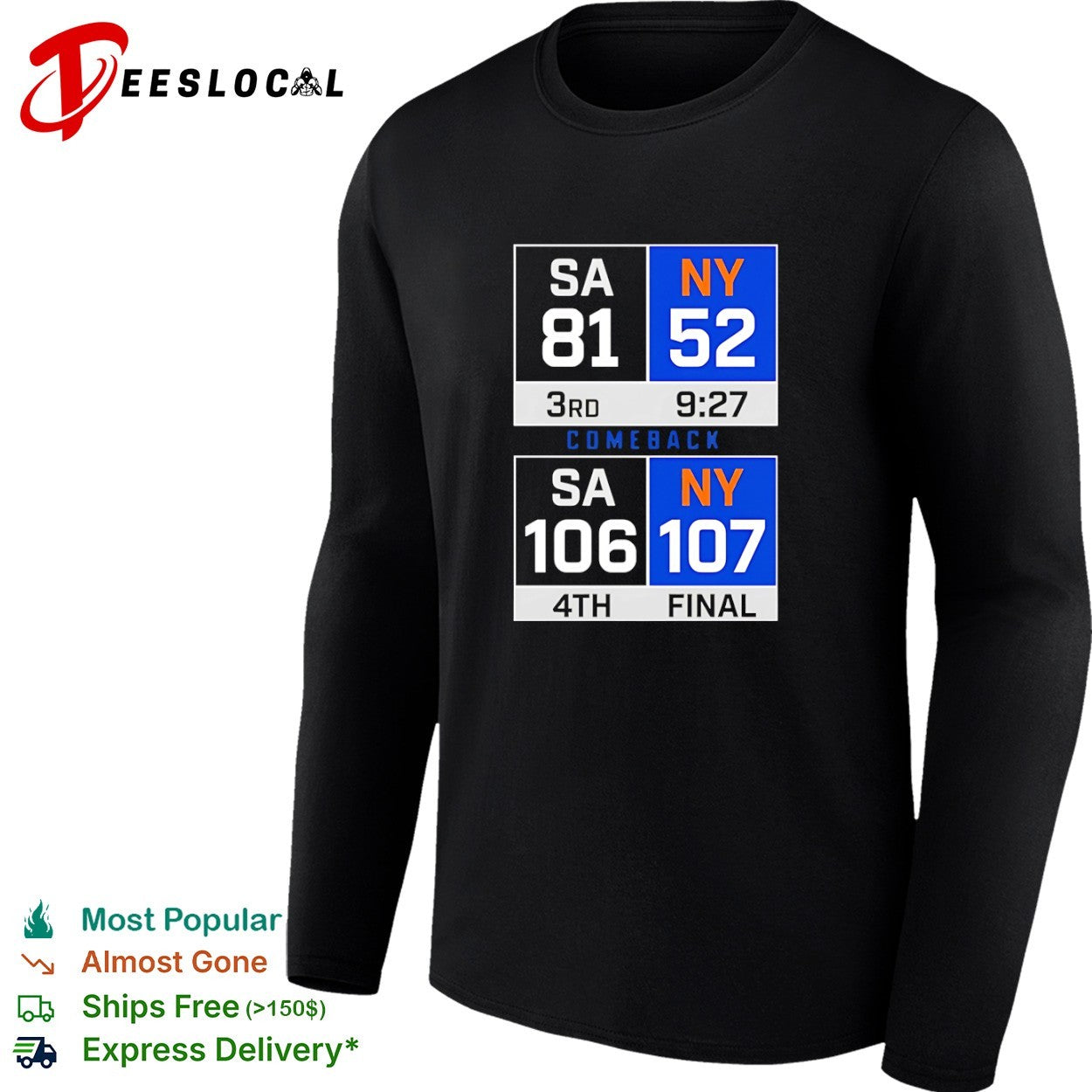 SA vs NY Comeback Final Scoreboard basketball shirt