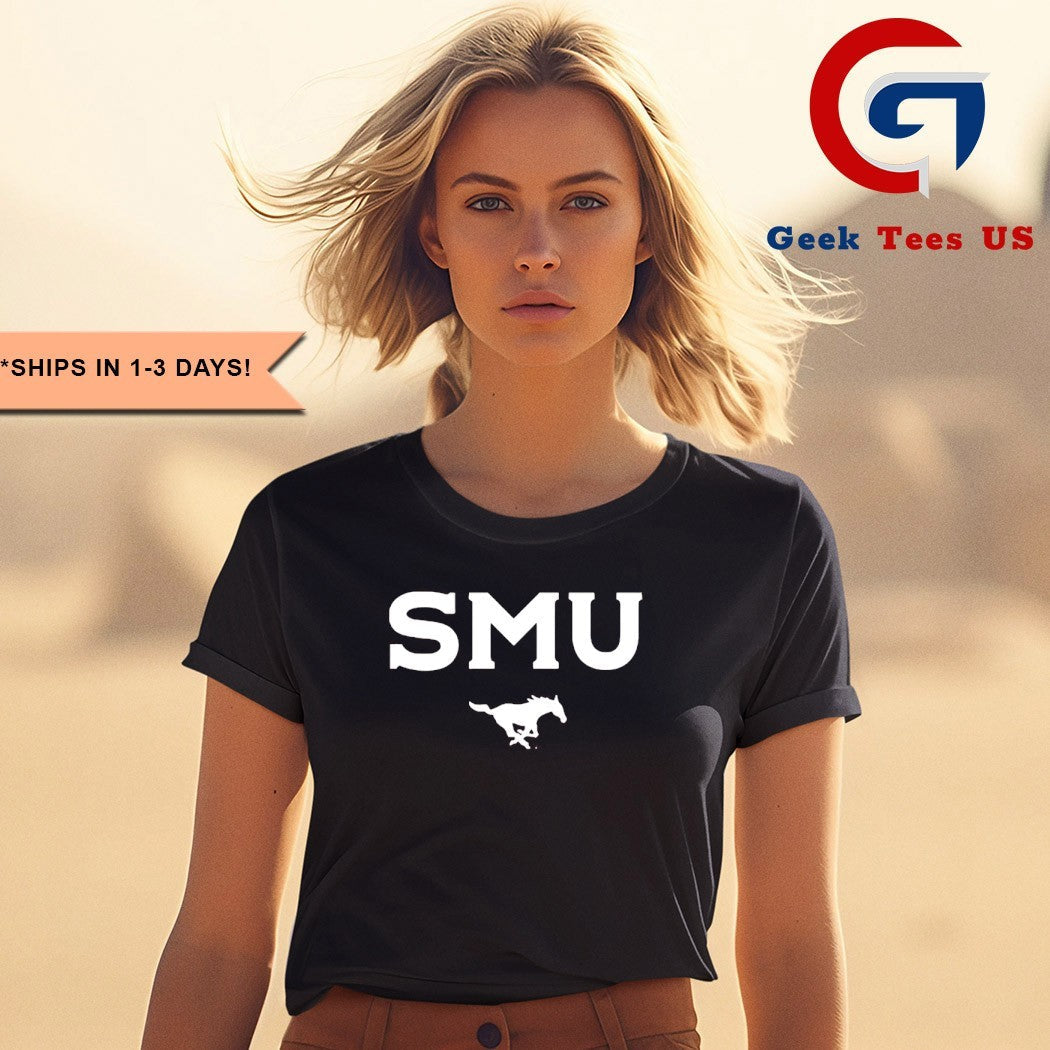 SMU Mustangs red wordmark shirt