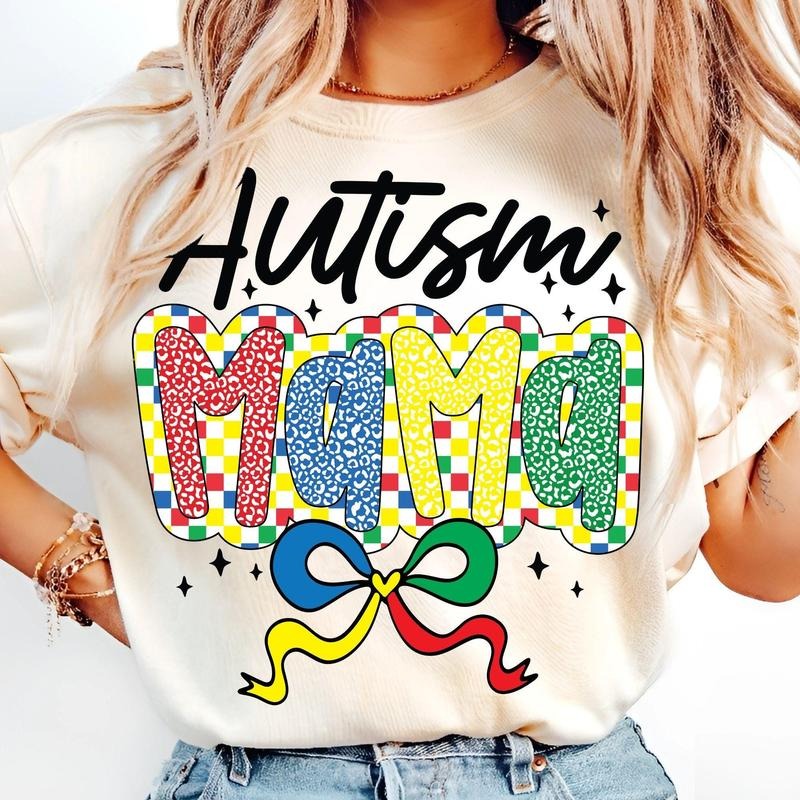 [Sale To 45% Off] Autism Mama Coquette T-Shirt, Awareness Checkered Bow, In April We Wear Blue T-Shirt, Puzzle Pieces,...