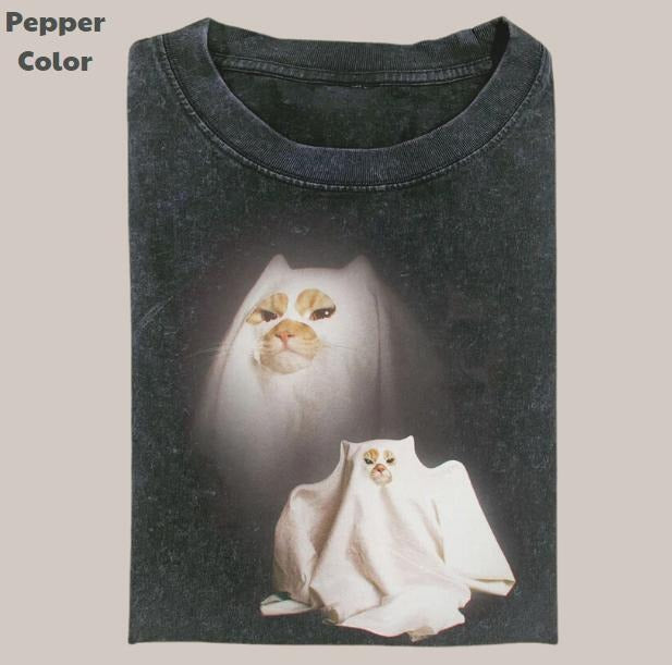 Comfort Colors  Retro Funny Vintage Graphic Tee, Ghost Kitten T-Shirt, Unisex Meme Cringe Funny Dumb Shirt, Menswear...