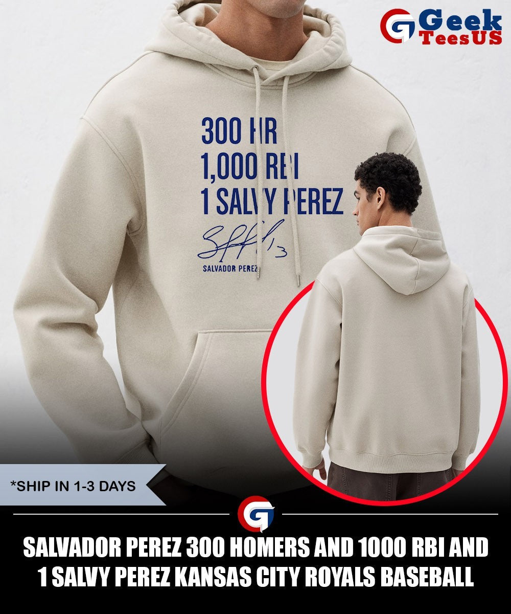 Salvador Perez 300 Homers and 1000 RBI and 1 Salvy Perez Kansas City Royals baseball signature shirt