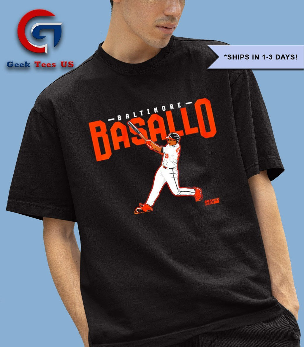 Samuel Basallo Baltimore Orioles Baseball slugger swing shirt