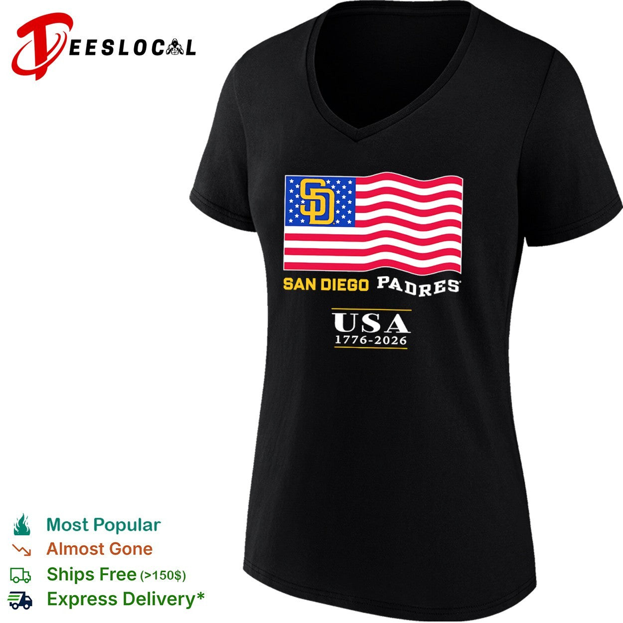 San Diego Padres USA 1776-2026 Patriotic Flag shirt