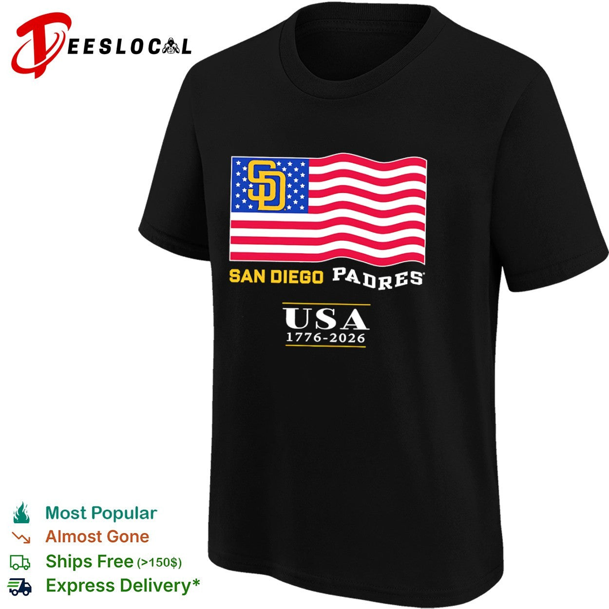 San Diego Padres USA 1776-2026 Patriotic Flag shirt