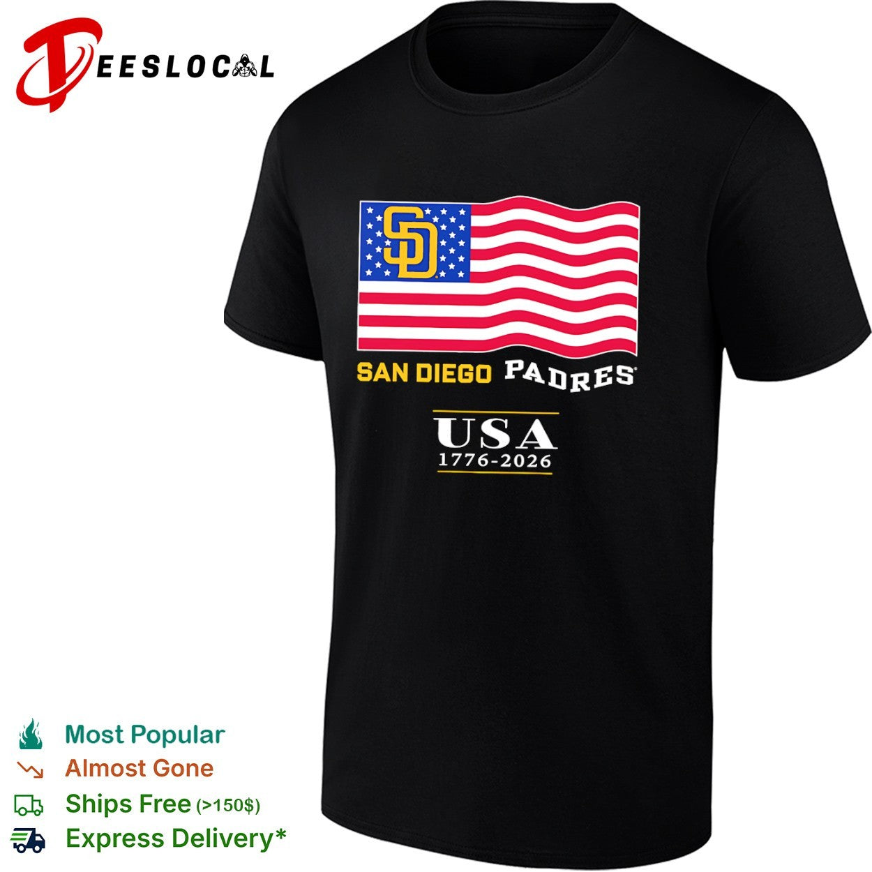 San Diego Padres USA 1776-2026 Patriotic Flag shirt