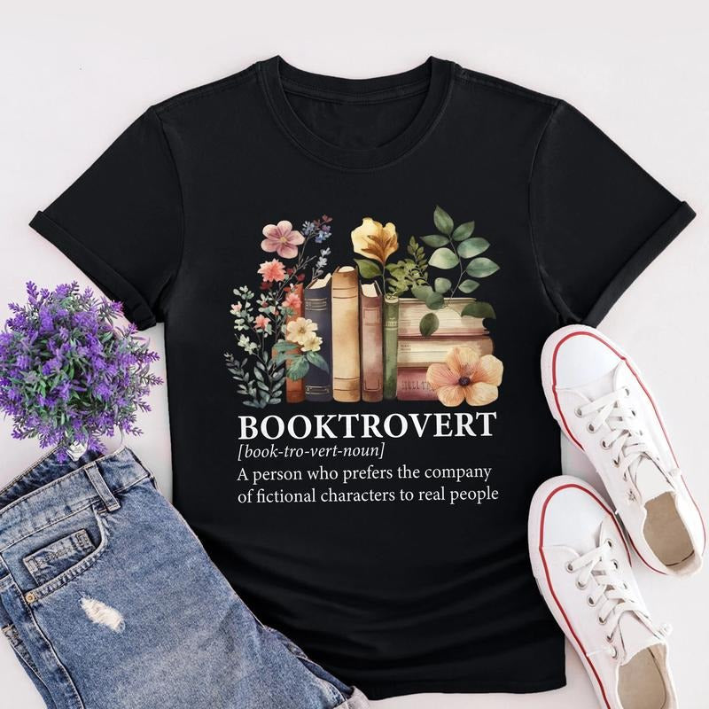 Sandjest Book Lover Shirt Booktrovert Vintage Gift for Women Book Worm Friends on Birthday Christmas