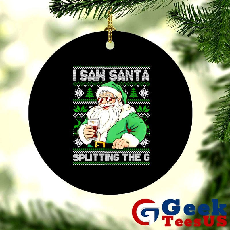 Santa Claus I saw Santa splitting the Guinness ugly Christmas shirt