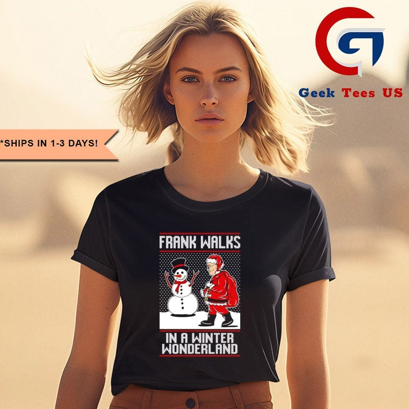 Santa Claus and Snowman Frank Walks in a Winter Wonderland ugly 2025 shirt
