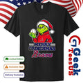 Santa Grinch wears Atlanta Braves baseball Merry Christmas 2025 shirt