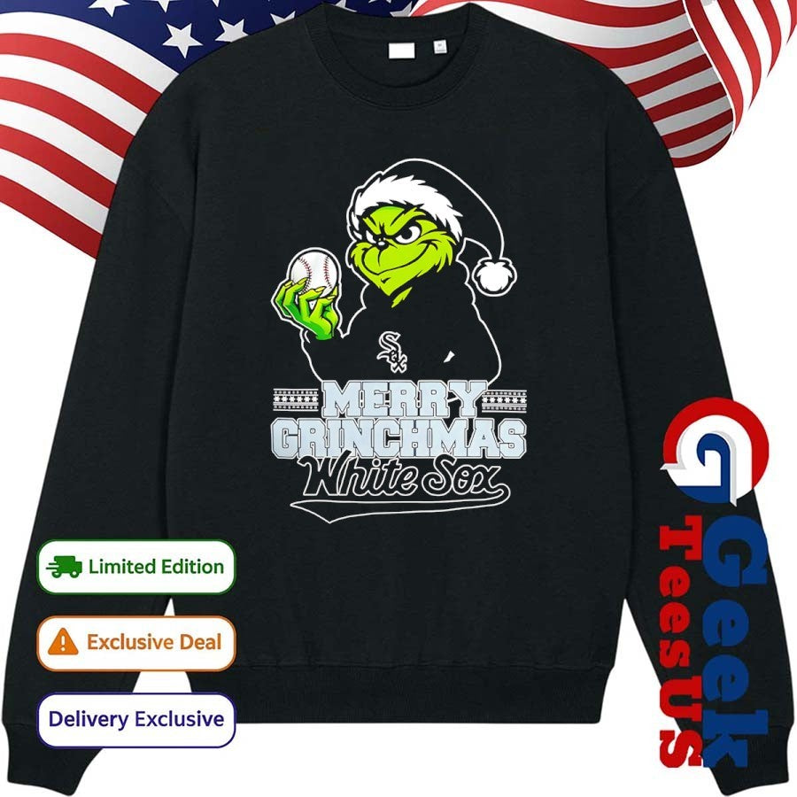 Santa Grinch wears Chicago White Sox baseball Merry Christmas 2025 shirt