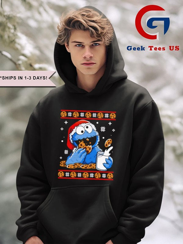 Santa hat Cookie Monster ugly Christmas 2025 shirt