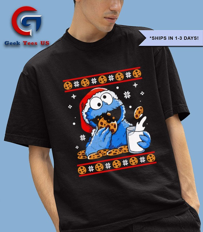 Santa hat Cookie Monster ugly Christmas 2025 shirt