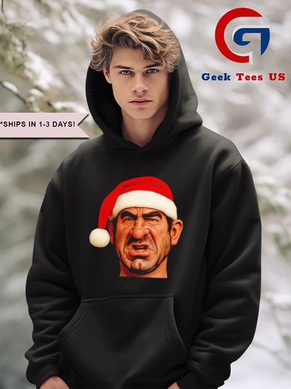 Santa hat Eric Cantona spitting image Christmas shirt