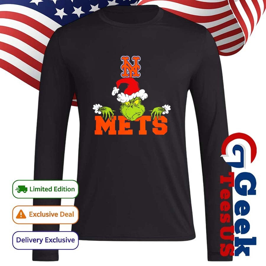 Santa hat Grinch New York Mets baseball Christmas 2025 shirt