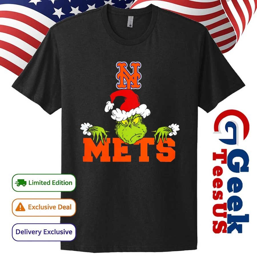 Santa hat Grinch New York Mets baseball Christmas 2025 shirt