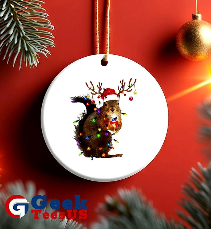 Santa hat Squirrel Lights Christmas shirt