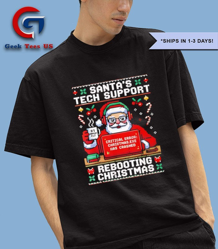 Santa’s Tech Support Rebooting ugly Christmas shirt