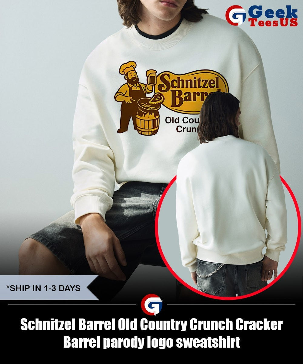 Schnitzel Barrel Old Country Crunch Cracker Barrel parody logo shirt