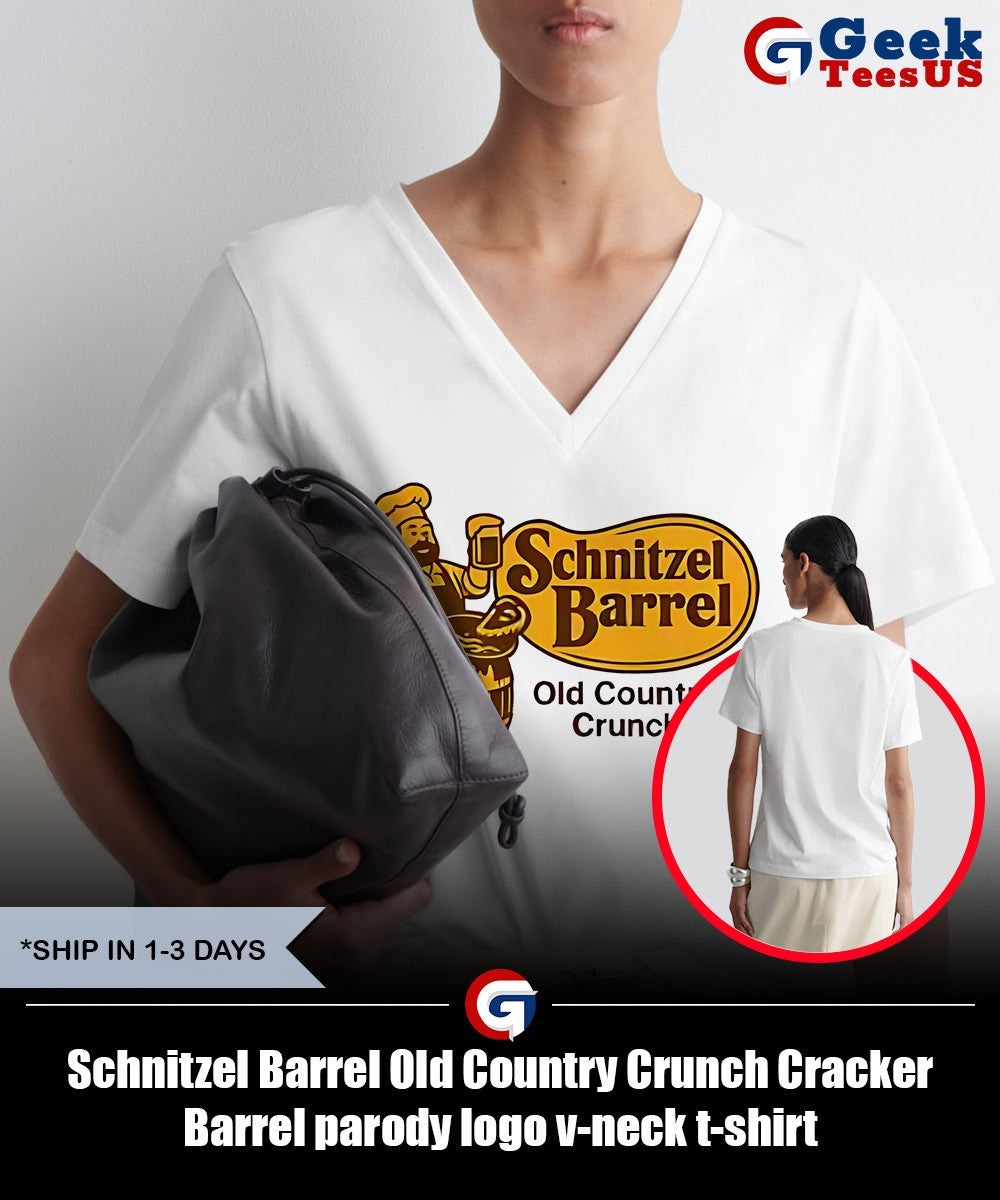 Schnitzel Barrel Old Country Crunch Cracker Barrel parody logo shirt