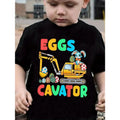 Seasonal Delight] Boys' Easter Egg Excavator Cartoon T-Shirt - Soft Cotton Short Sleeve Tee with Fun Bunny & Eggs Design, Casual Comfort Fit for Toddlers, Seasonal Kids Clothing |   Casual Round Neck |   Comfortable Fit Shirt, Boy T Shirts