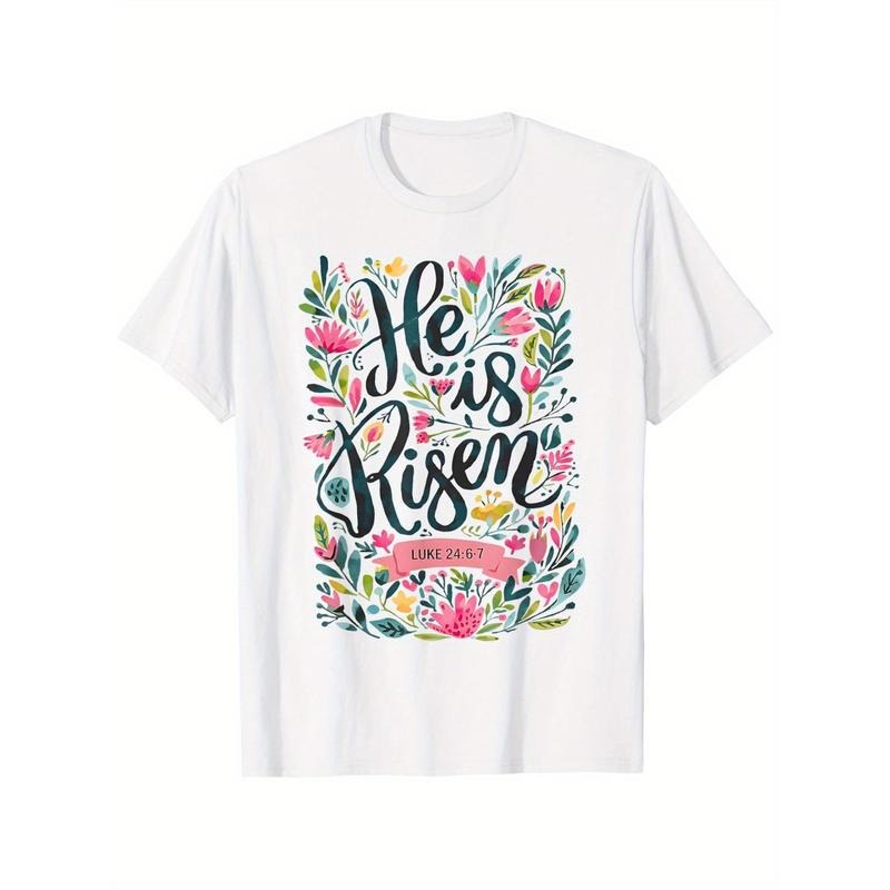 [Seasonal Wear] He Is Risen" Easter T-Shirt for Youngsters - 100% Cotton, Fun & Faithful Graphic Tee with Floral Design, Crew Neck, Short Sleeve, Ages 2-8, Festive Easter Apparel |   Playful Typography |   Comfortable Fit