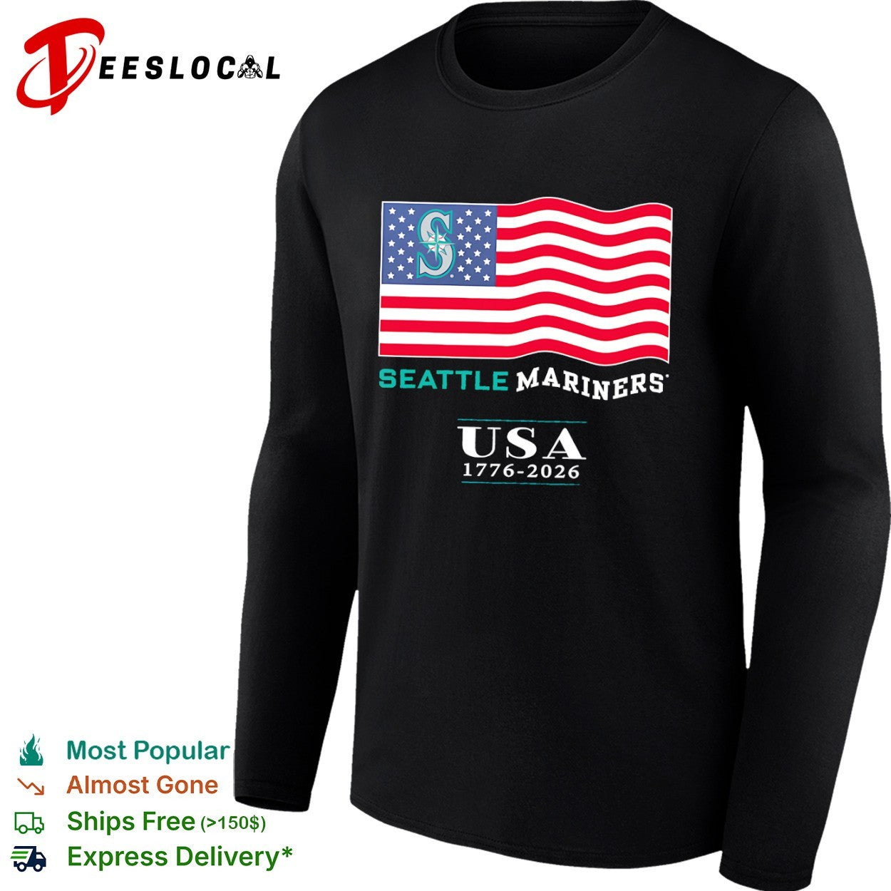 Seattle Mariners USA 1776-2026 Patriotic shirt