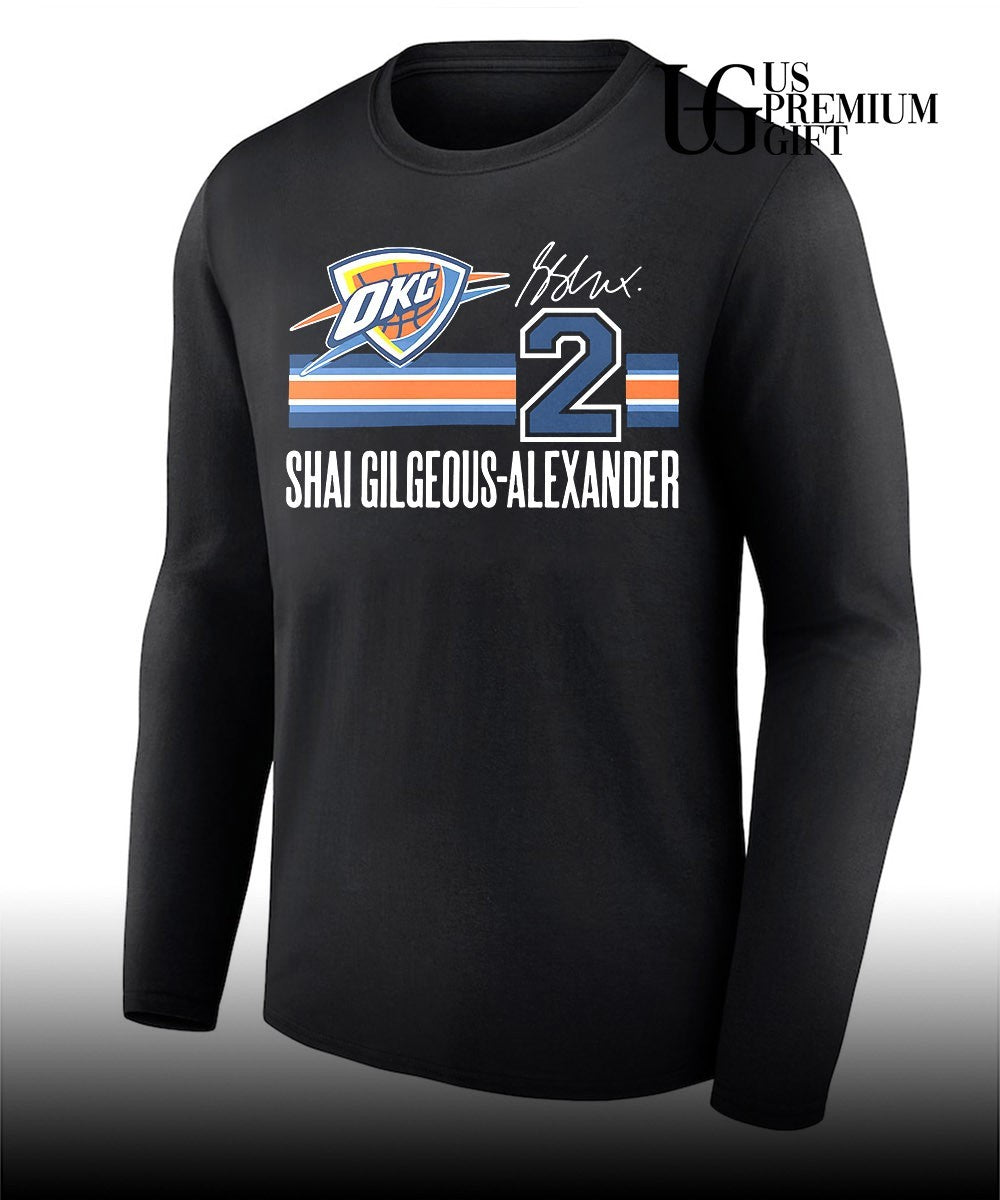 Shai Gilgeous-Alexander Oklahoma City Thunder NBA signature name and number retro shirt