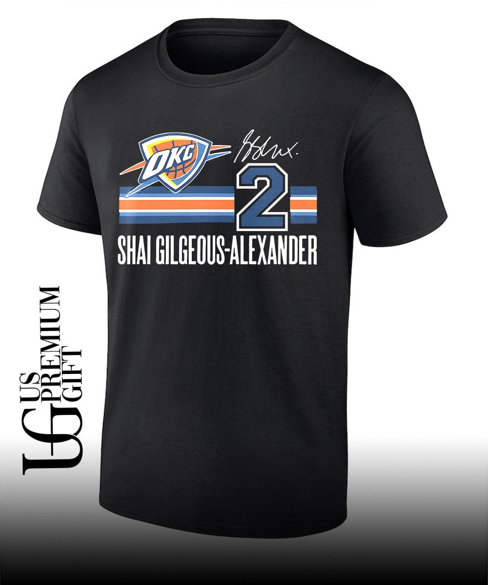 Shai Gilgeous-Alexander Oklahoma City Thunder NBA signature name and number retro shirt