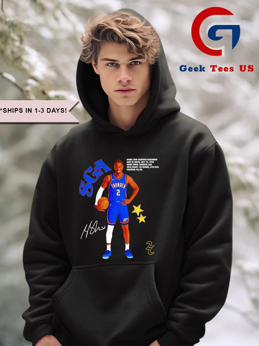 Shai Gilgeous-alexander Oklahoma City Thunder portrait signature shirt