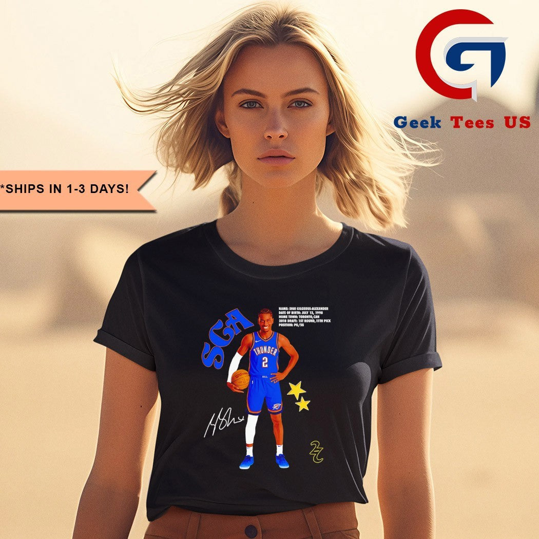 Shai Gilgeous-alexander Oklahoma City Thunder portrait signature shirt