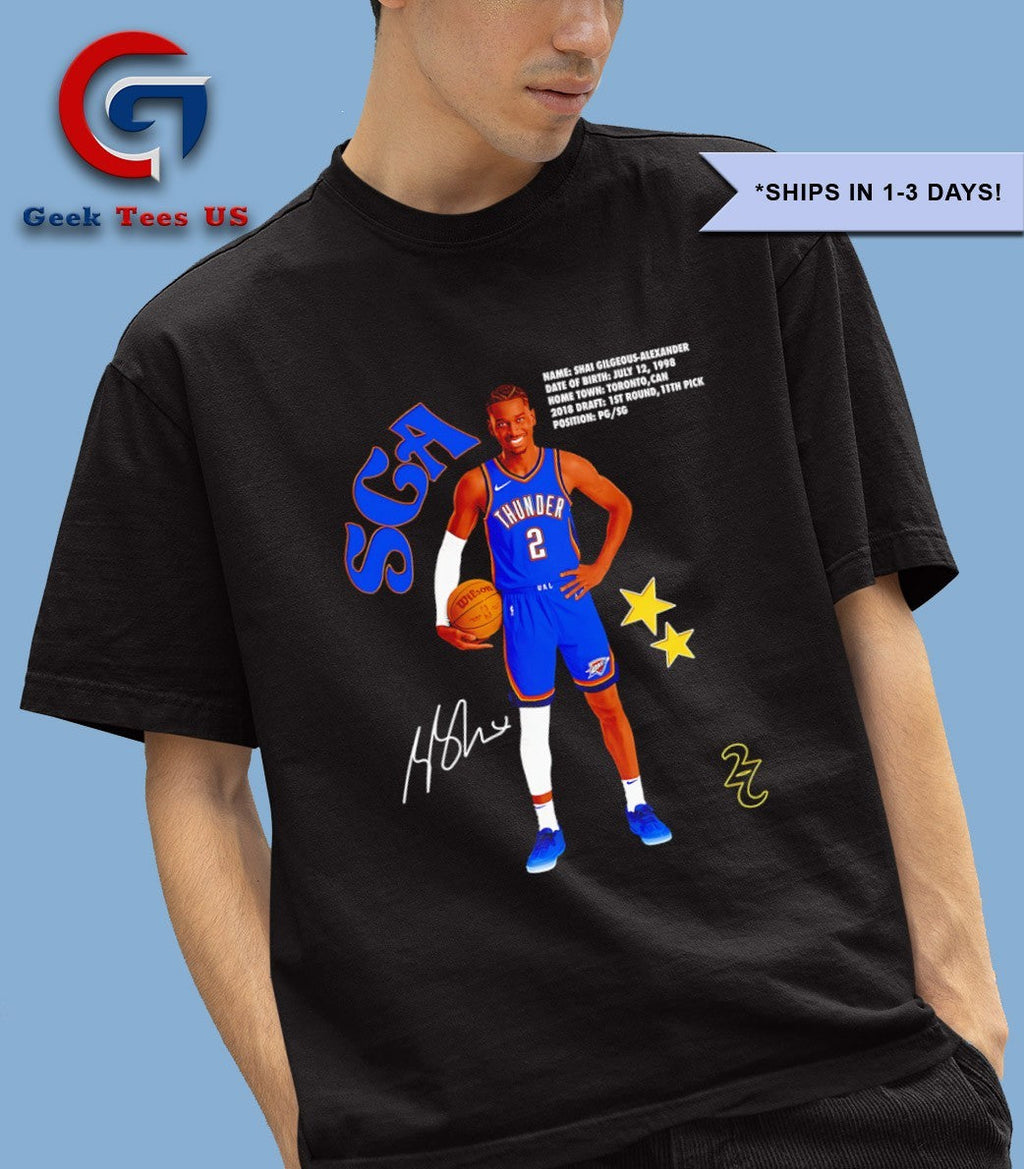 Shai Gilgeous-alexander Oklahoma City Thunder portrait signature shirt