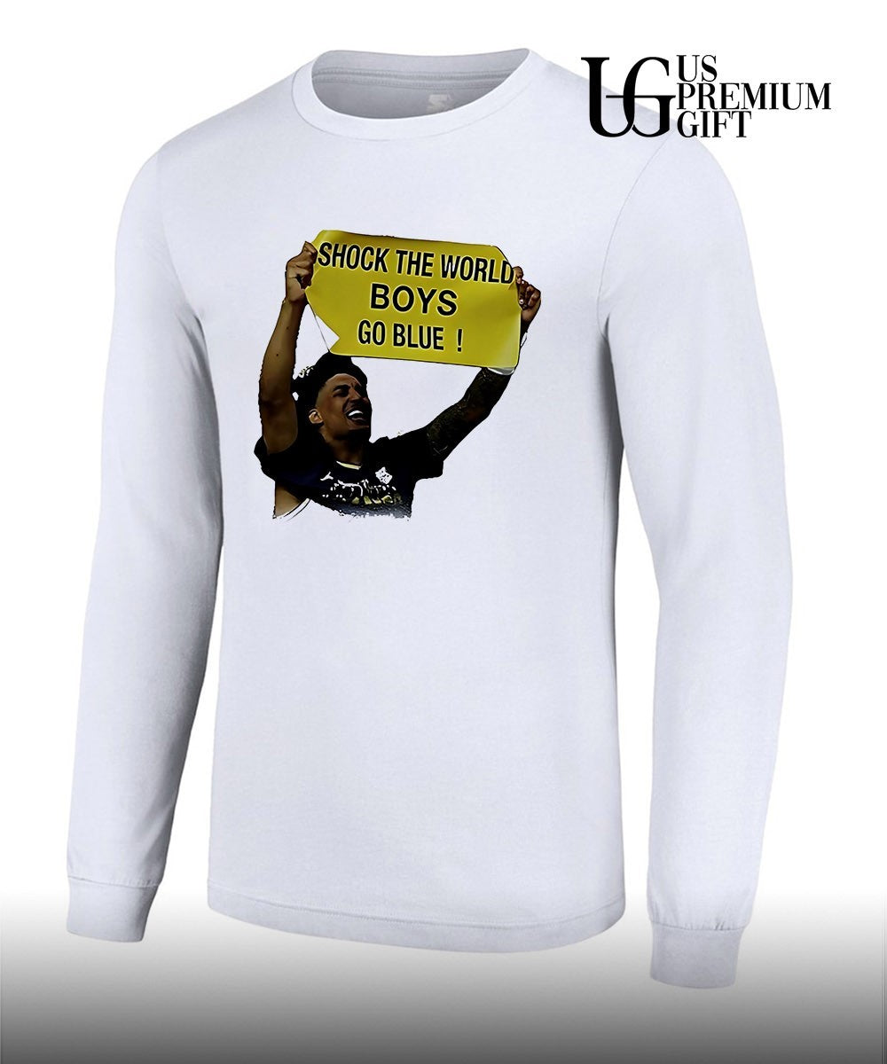 Shock The World Boys Go Blue Michigan Wolverines Basketball 2026 banner shirt