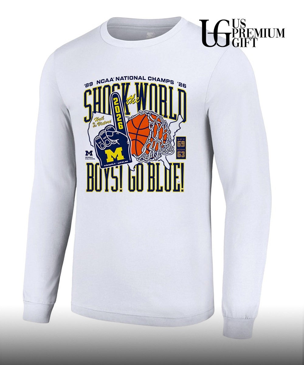 Shock The World Boys Go Blue Michigan Wolverines basketball NCAA National Champs 2026 shirt