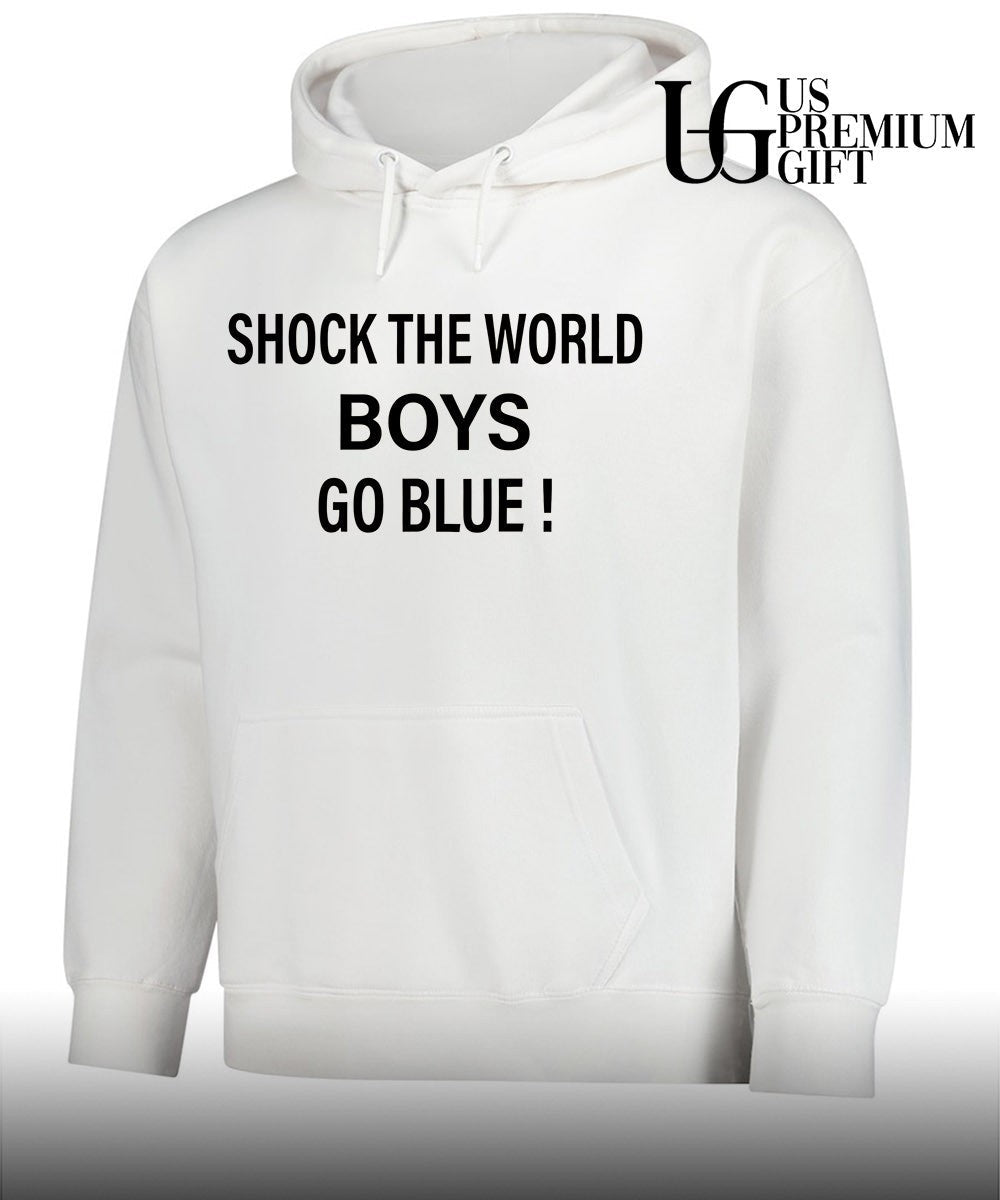 Shock the world boys go blue shirt