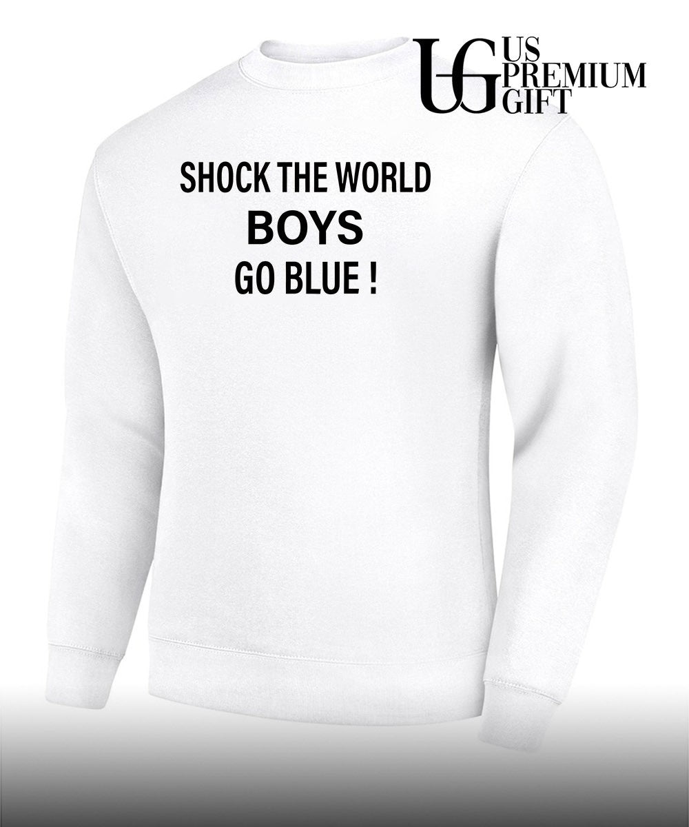 Shock the world boys go blue shirt